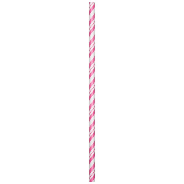 Creative Converting Candy Pink Striped Paper Straws, 7.75", 144PK 051160